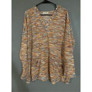 Soleillee Multicolored Pullover Hoooded Sweater Size 2X NWOT